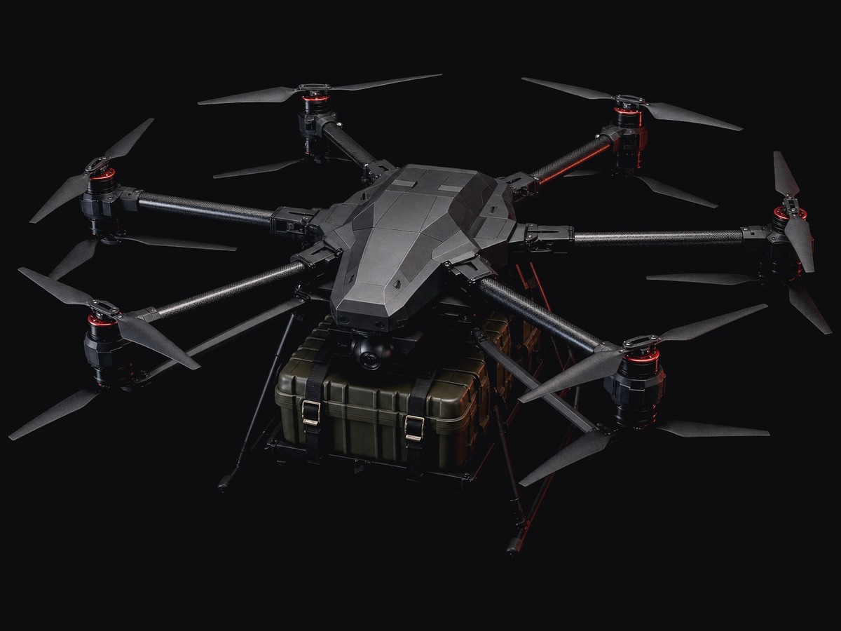 Heavy-lift logistics drone loading cargo